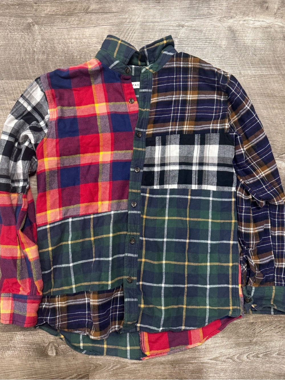 PacSun Mixed Plaid 100% Cotton Button Front Shirt Size Small